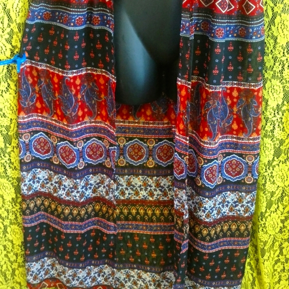 Maxi Sheer Boho Open Draped Cover Up Kimono - Picture 5 of 6